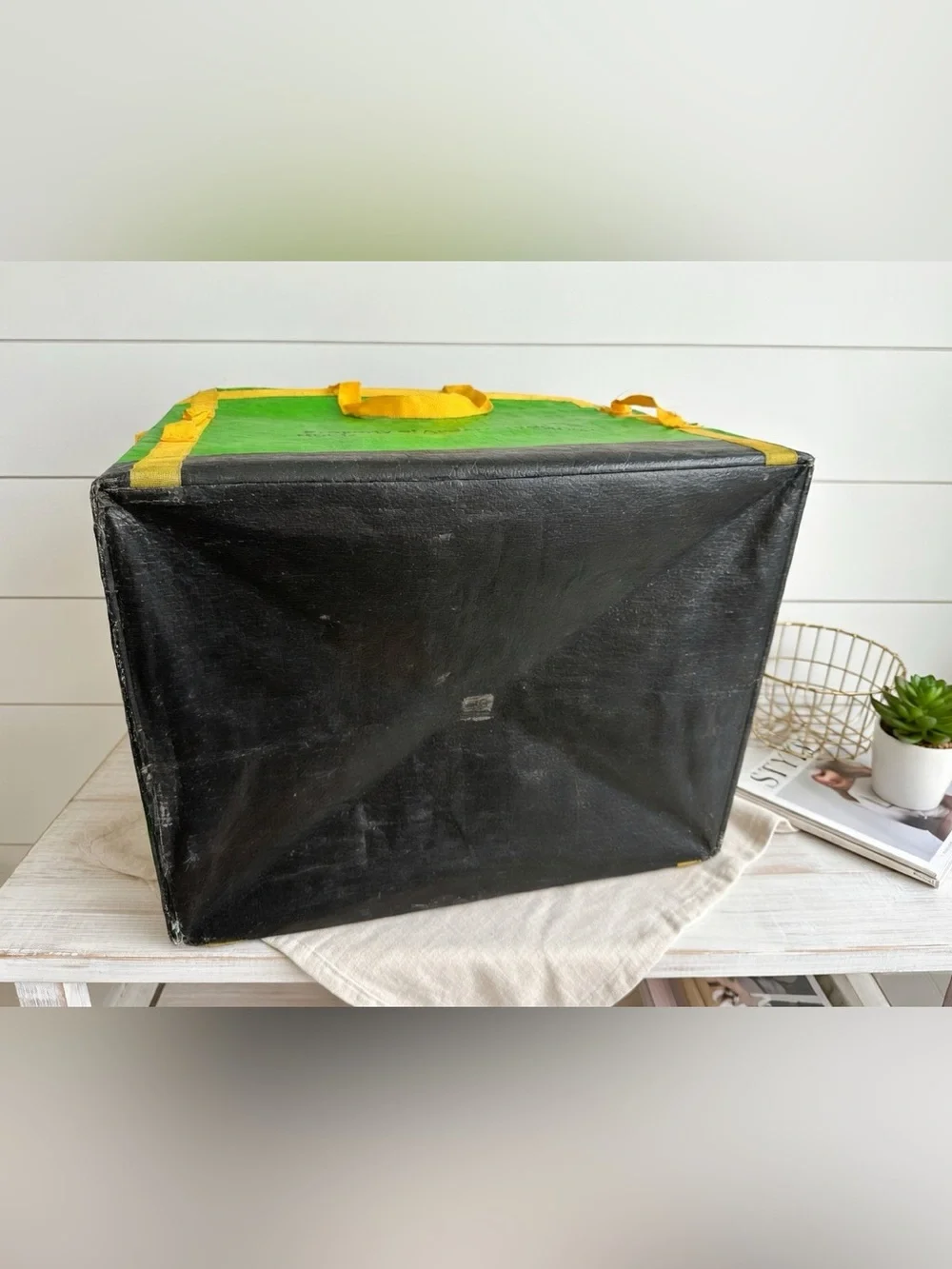 XL Amazon Courier Delivery Tote - HEAVY DUTY - 28x23x20 - Collapsible -Lime/yell